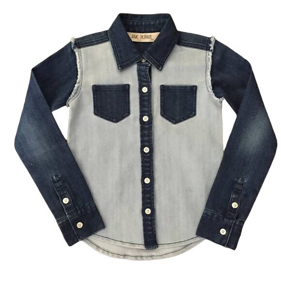 Jak & Peppar Girls Size 5 Blue Gillian Button Down Shirt - Picture 1 of 7